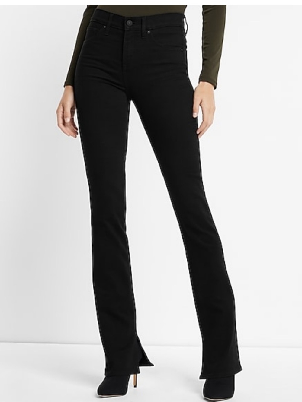 Express Black Mid-Rise Boot Cut Skyscraper Jeans for Women